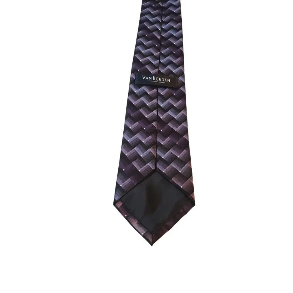 Van Heusen Purple Stain Resistant Hand‎ Made 100% Silk Men's Neck Tie Business